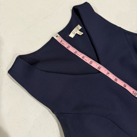 Spense V-neck Sleeveless Dress Laser Cut Pleated Party Wedding Navy Women’s Sz 8 - Picture 7 of 13